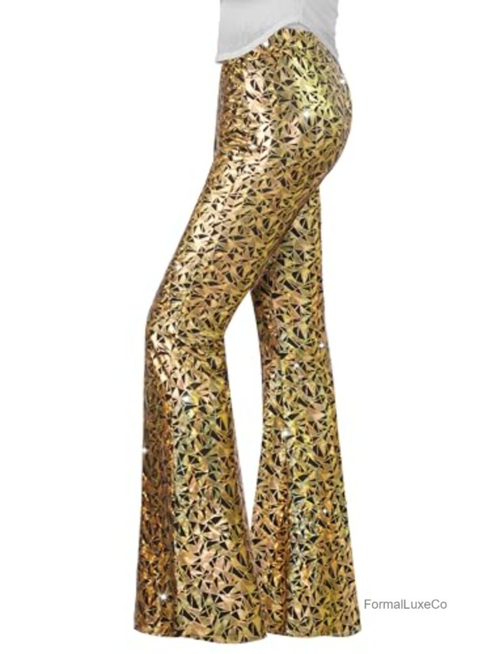 Sequin Flare Pants High Waisted Bell Bottoms Leggings Party Clubwear